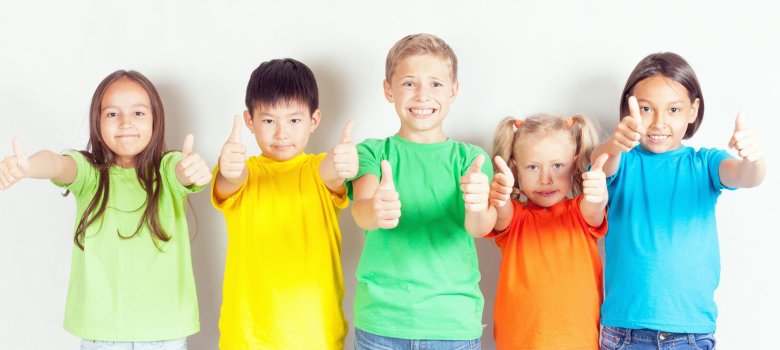 Group of friendly childrens like a team together Group of friendly childrens like a team together