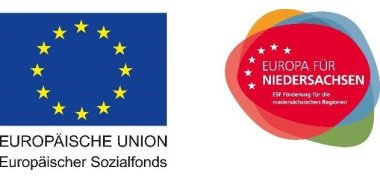 die Europaflagge mit einem Logo