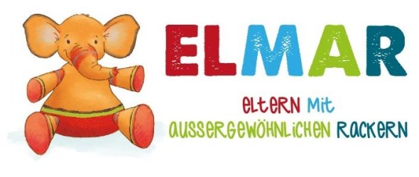 Spielzeugelefant mit bunter Schrift