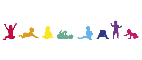 Silouetten von Kleinkindern in verschiedenen Farben