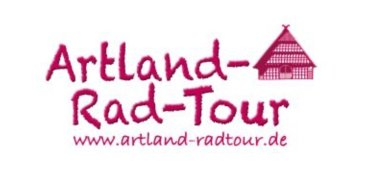 Schriftzug in dunkelrot Artland-Rad-Tour www.artland-radtour.de, historischer Scheunen-Gibelseite